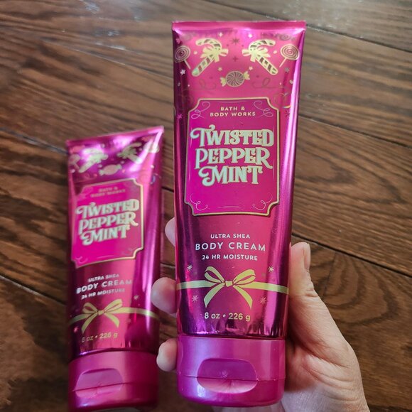 Bath & Body Works twisted pepper mint Moisture Shea Body Cream 8 oz two of them - Picture 3 of 3